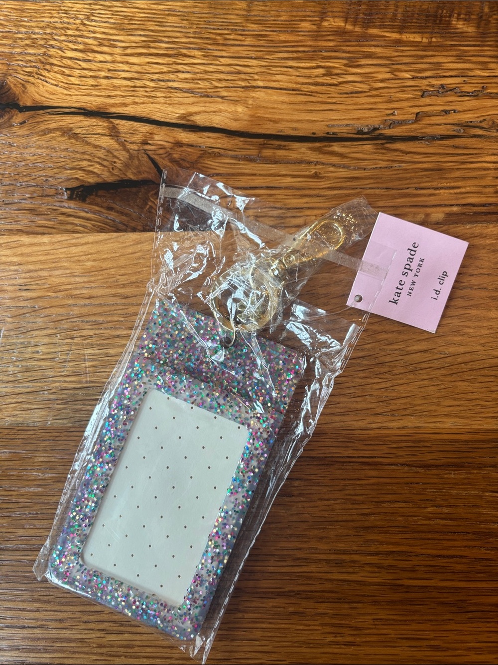 Kate Spade Confetti Sparkle Lanyard ID Clip—new!